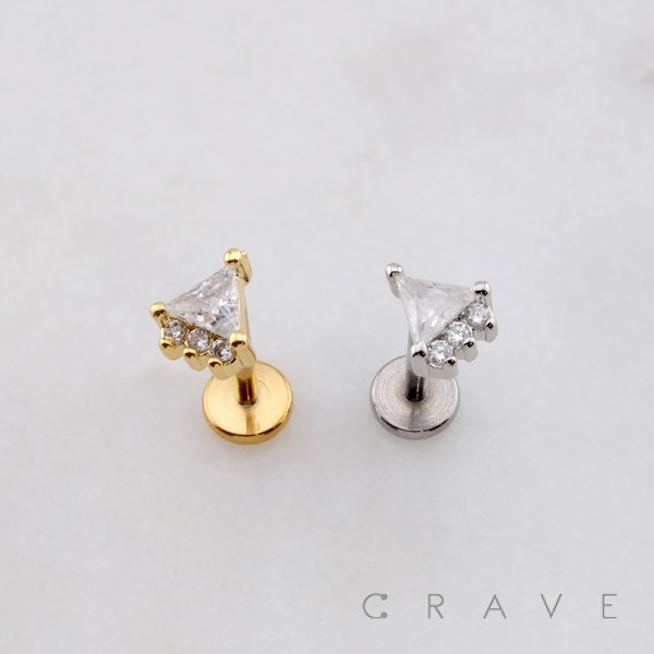 TRIANGLE PYRAMID CLUSTER THREADLESS (PUSH IN) 316L SURGICAL STEEL LABRET SET